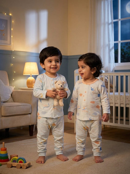 Summer Spiral Pink Unisex Kids Soft Cotton Full Sleeve Pajama Set
