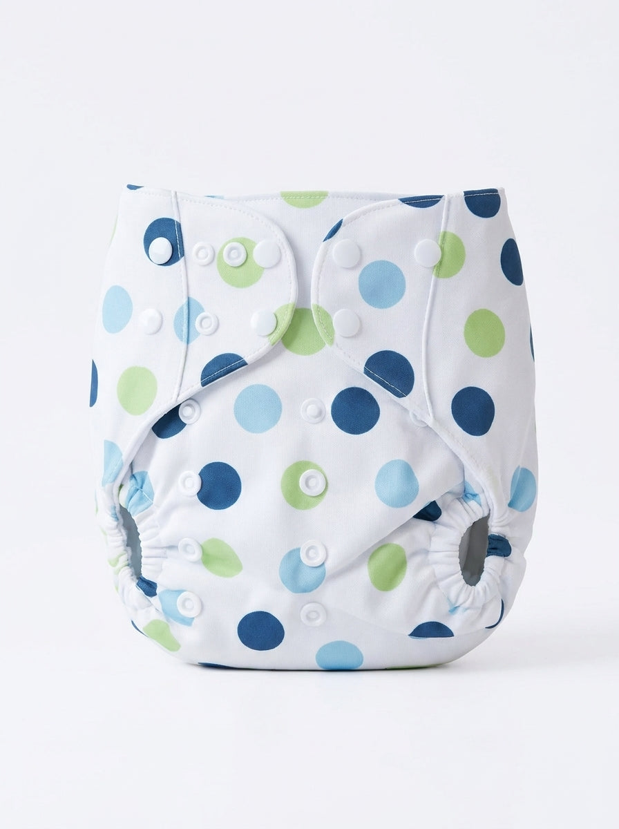 Polka Dot Printed All-in-One Reusable Baby Pocket Diaper