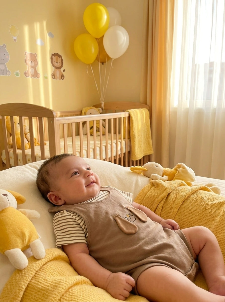Striped Teddy Romper Premium Cotton 2-Piece Effect Summer Bodysuit
