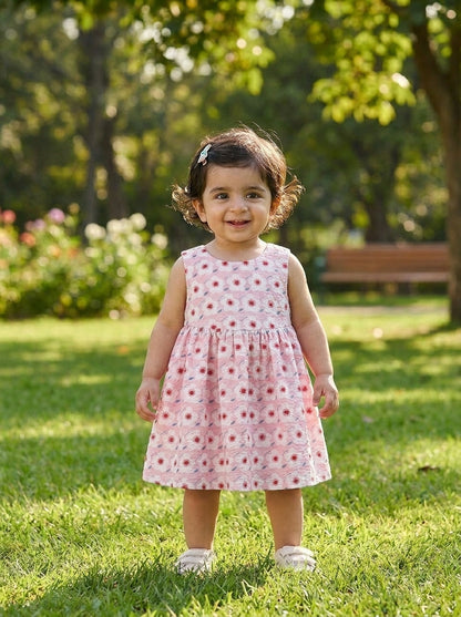 Pink Floral Premium Cotton Casual Summer Frock