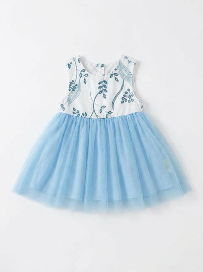 Fairy Magic Baby Girls Floral Printed Top & Tulle Mesh Tutu Dress