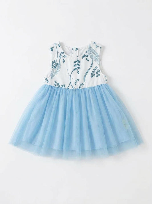 Fairy Magic Baby Girls Floral Printed Top & Tulle Mesh Tutu Dress