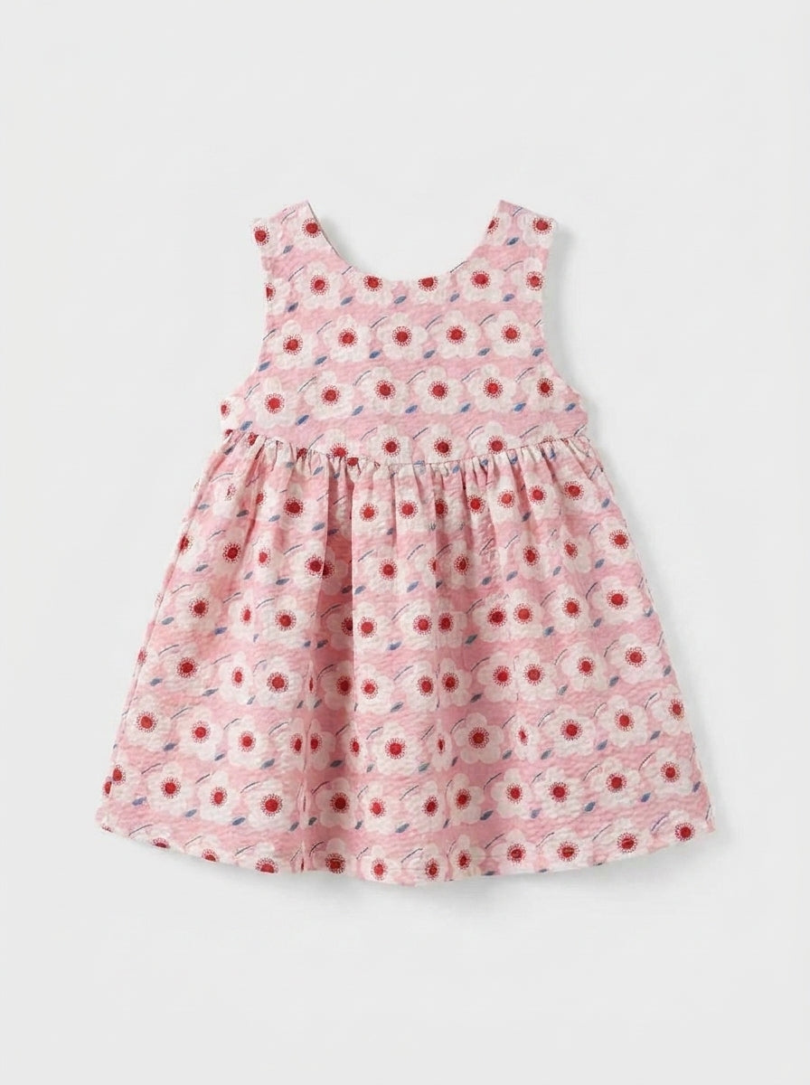 Pink Floral Premium Cotton Casual Summer Frock