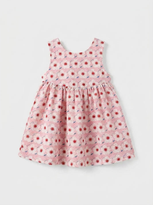 Pink Floral Premium Cotton Casual Summer Frock