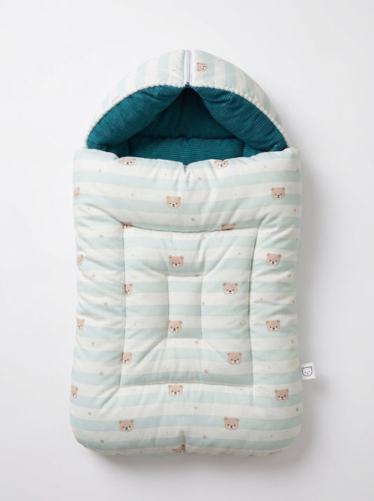 Cozy Mint Teddy Bear Printed Baby Carry Nest