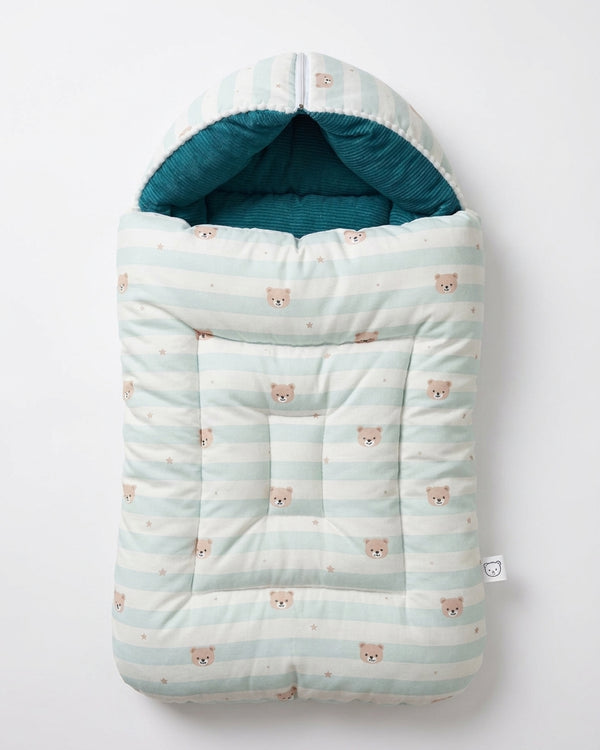 Cozy Mint Teddy Bear Printed Baby Carry Nest