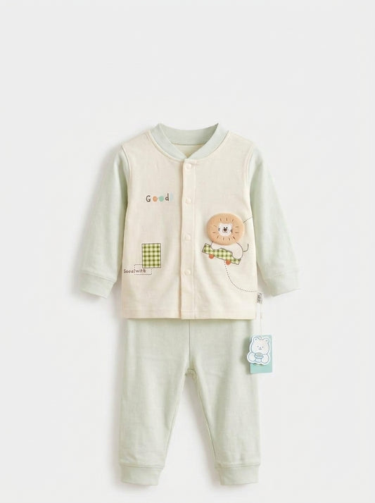 Cozy Mint Lion Baby 2-Piece Thermal Set