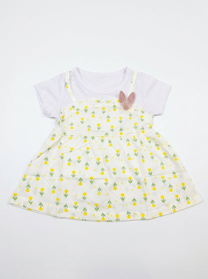 Tulip Garden 2-Piece Premium Cotton Layered Pinafore Frock Set