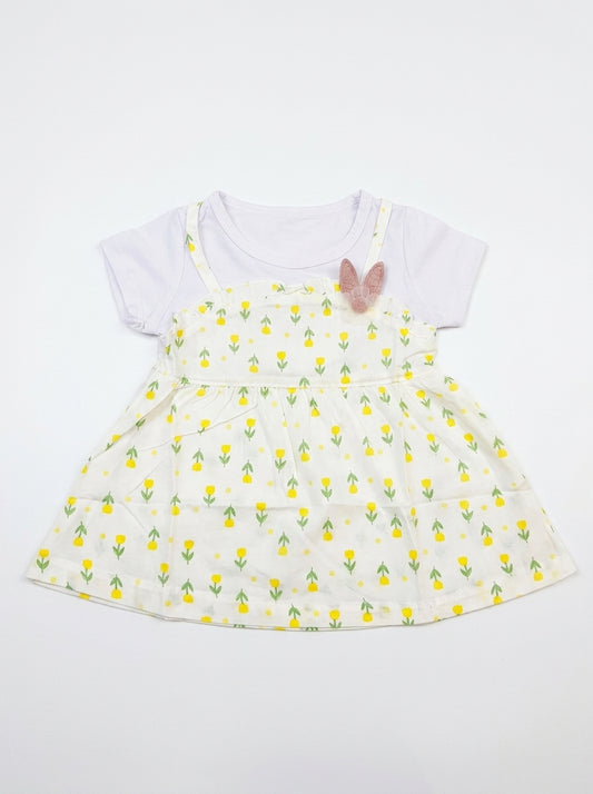 Tulip Garden 2-Piece Premium Cotton Layered Pinafore Frock Set