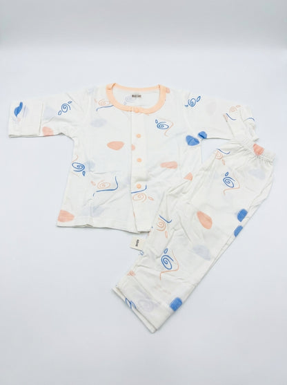 Summer Spiral Pink Unisex Kids Soft Cotton Full Sleeve Pajama Set