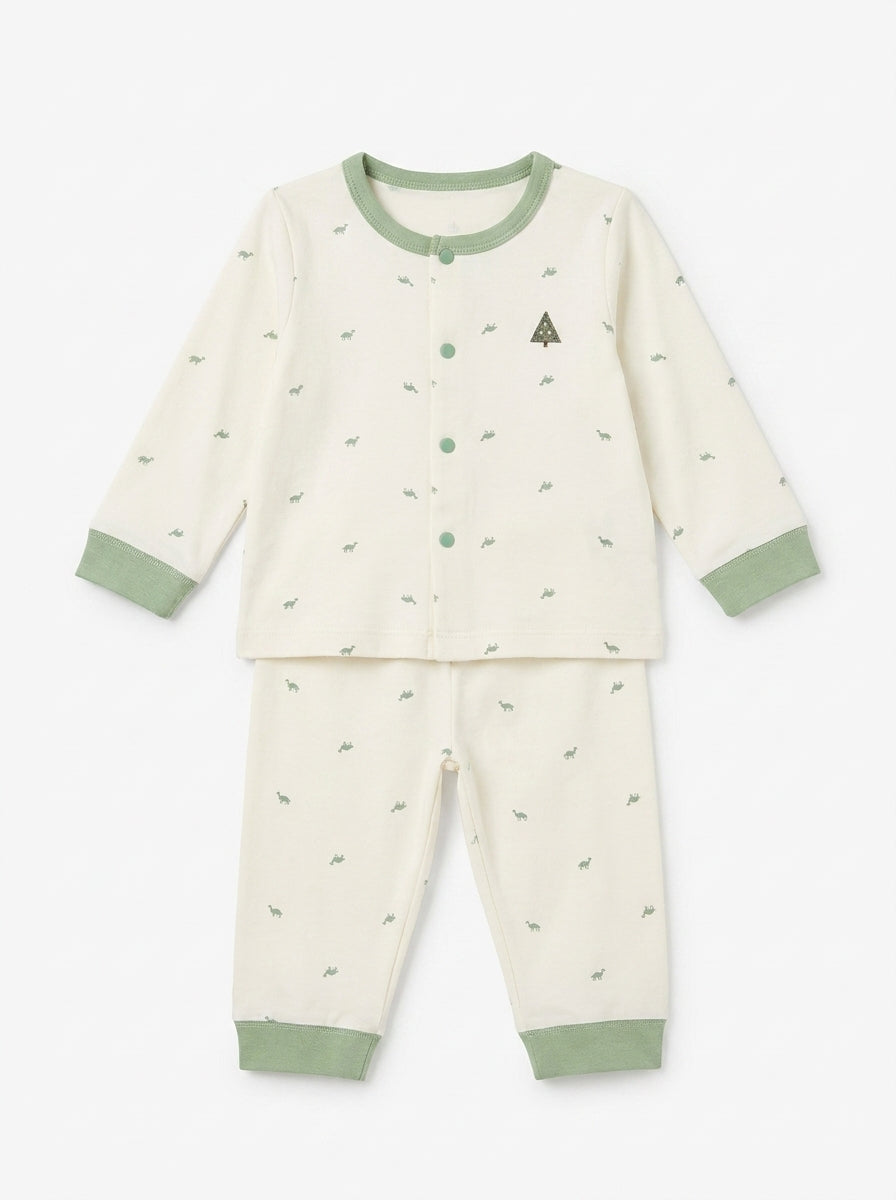 Dessert Green 2-Piece Premium Soft Cotton Full Sleeve Night Suit