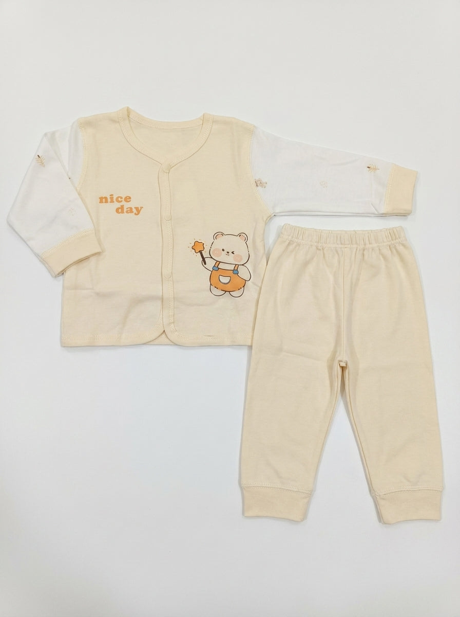 Towoan Nice Day Bear 2-Piece Premium Soft Cotton Full Sleeve Pajama Set