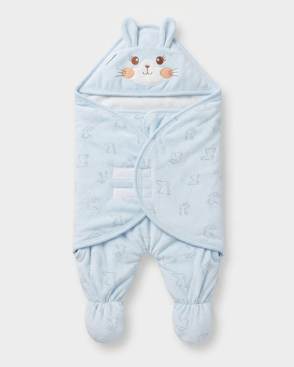 Blue Cozy Bunny Baby Swaddle