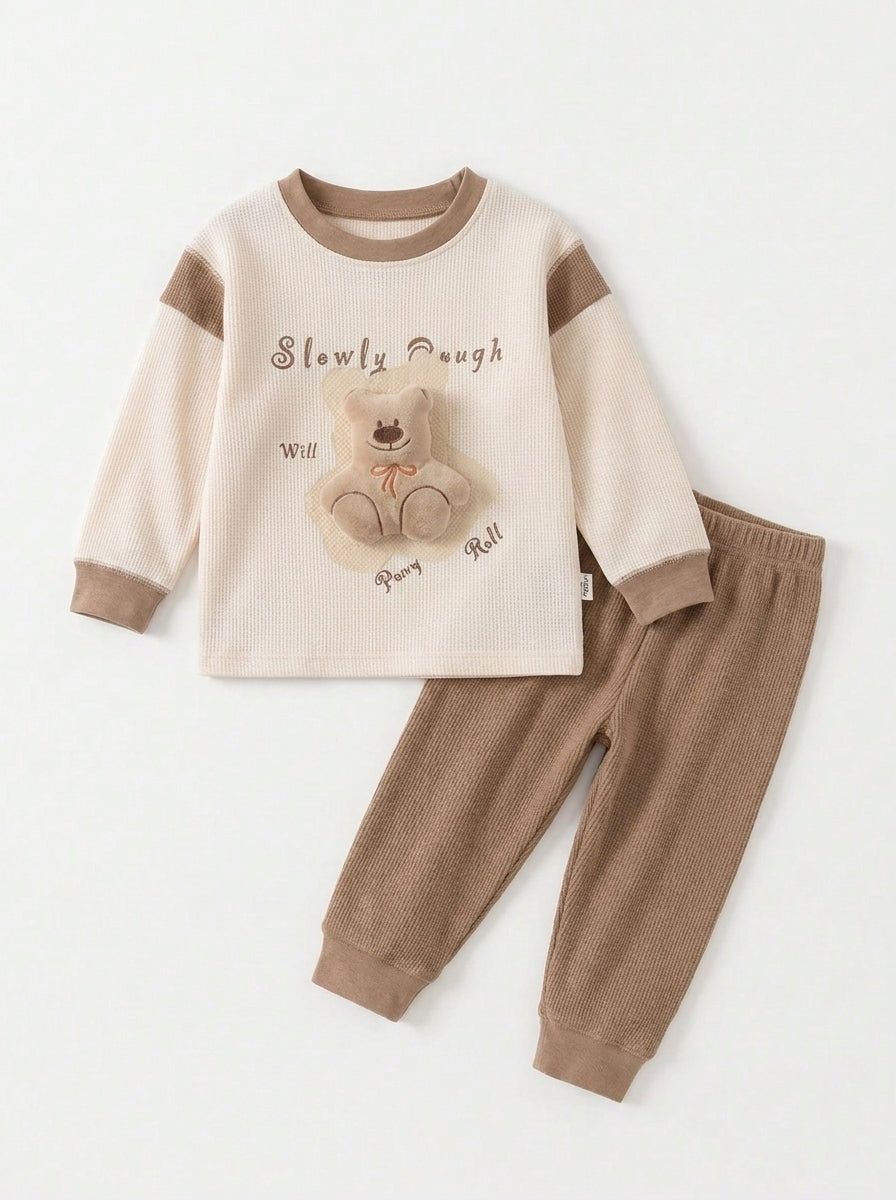 Teddy Bear Baby Waffle Knit Co-Ord Set
