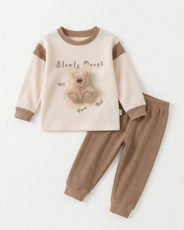 Teddy Bear Baby Waffle Knit Co-Ord Set