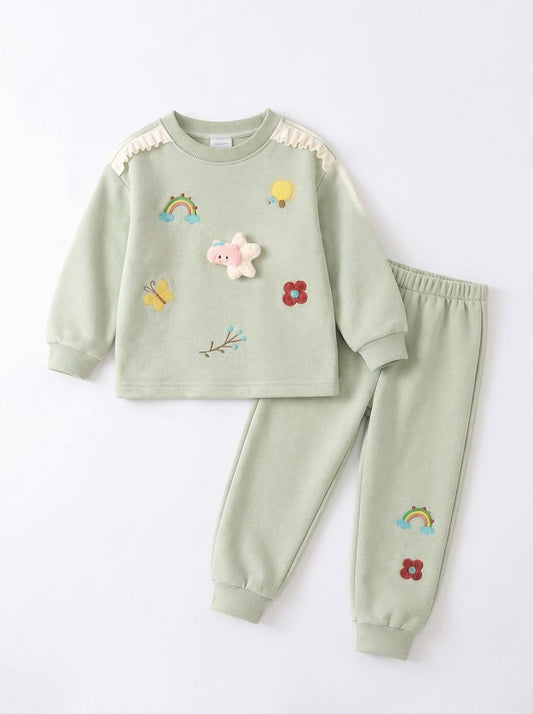 Sage Green Rainbow Baby Sweatshirt Co-Ord Set