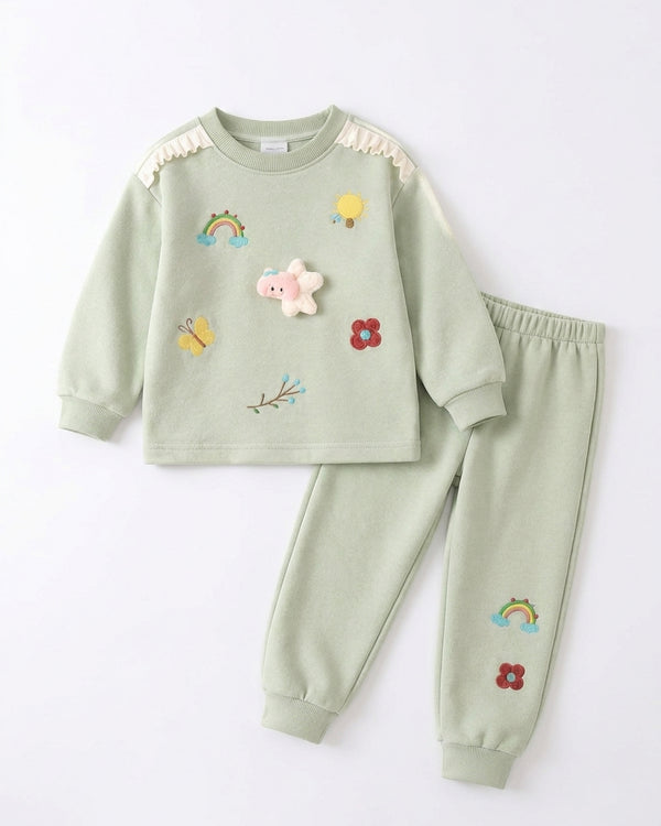 Sage Green Rainbow Baby Sweatshirt Co-Ord Set