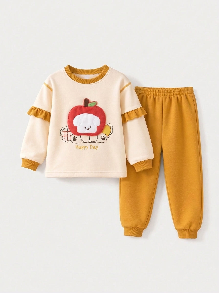 Mustard Apple Baby Sweatshirt Co-Ord Set