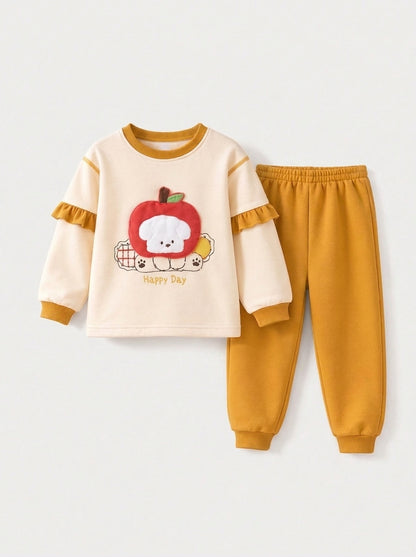 Mustard Apple Baby Sweatshirt Co-Ord Set