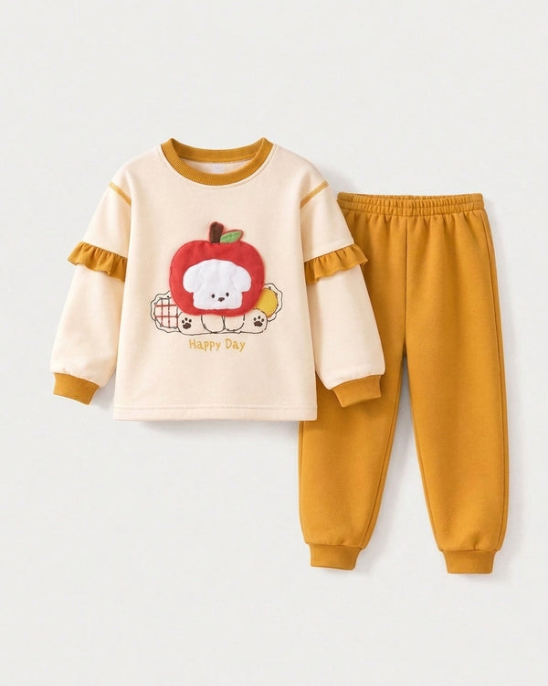 Mustard Apple Baby Sweatshirt Co-Ord Set