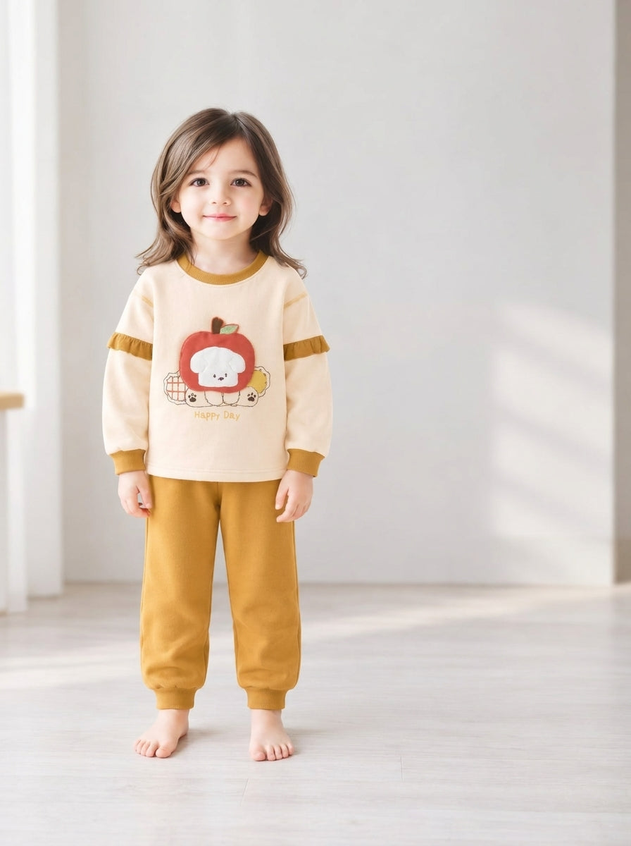 Mustard Apple Baby Sweatshirt Co-Ord Set