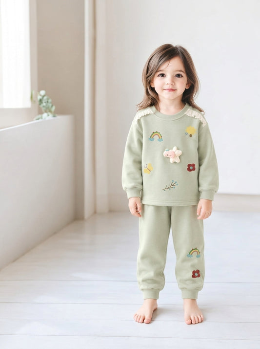 Sage Green Rainbow Baby Sweatshirt Co-Ord Set
