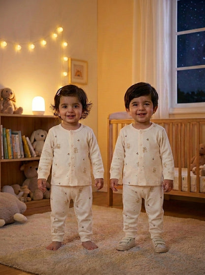 Cherry & Teddy Bear 2-Piece Premium Soft Cotton Full Sleeve Night Suit