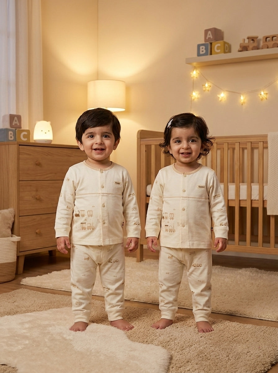 Rabbi Vehicle 2-Piece Premium Soft Cotton Full Sleeve Night Suit