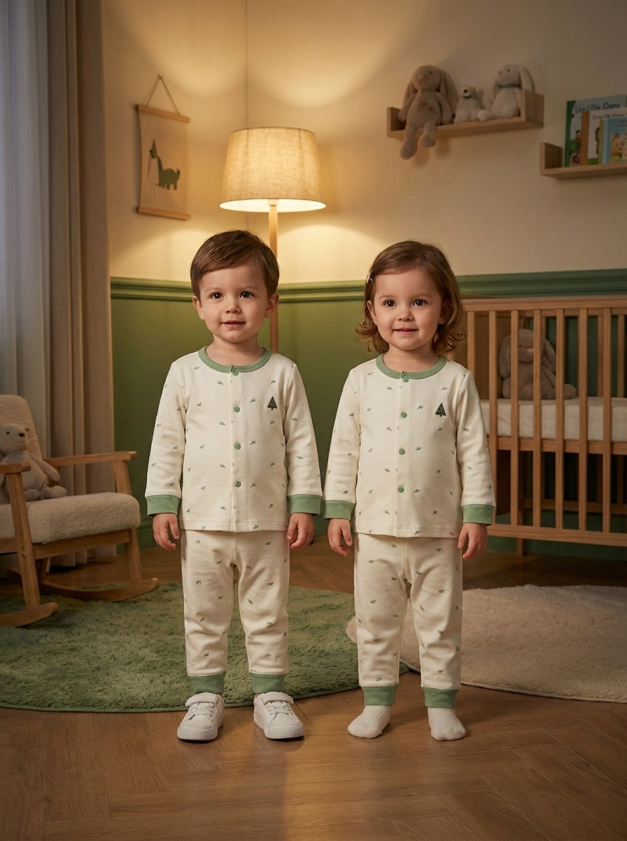 Dessert Green 2-Piece Premium Soft Cotton Full Sleeve Night Suit