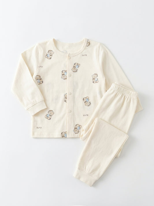 Cute Teddy Sky Blue 2-Piece Premium Soft Cotton Full Sleeve Night Suit