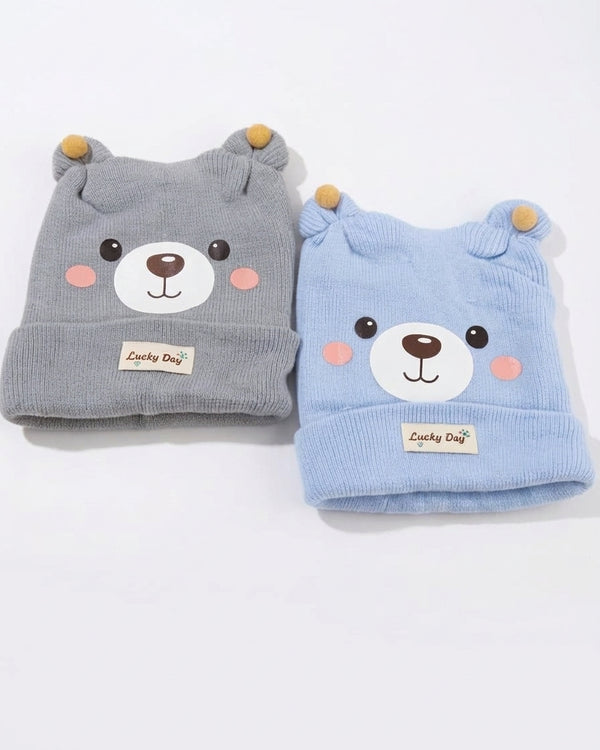 Cute Bear Face Baby Woolen Knit Cap