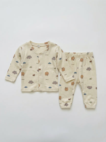 Bear & Car Printed Baby 2-Piece Pajama Set
