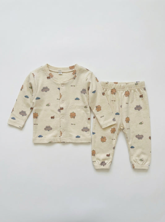 Bear & Car Printed Baby 2-Piece Pajama Set