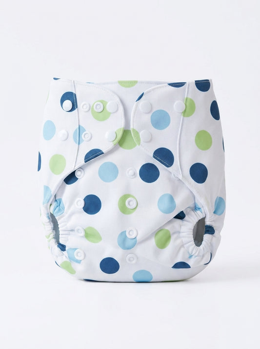 Polka Dot Printed All-in-One Reusable Baby Pocket Diaper