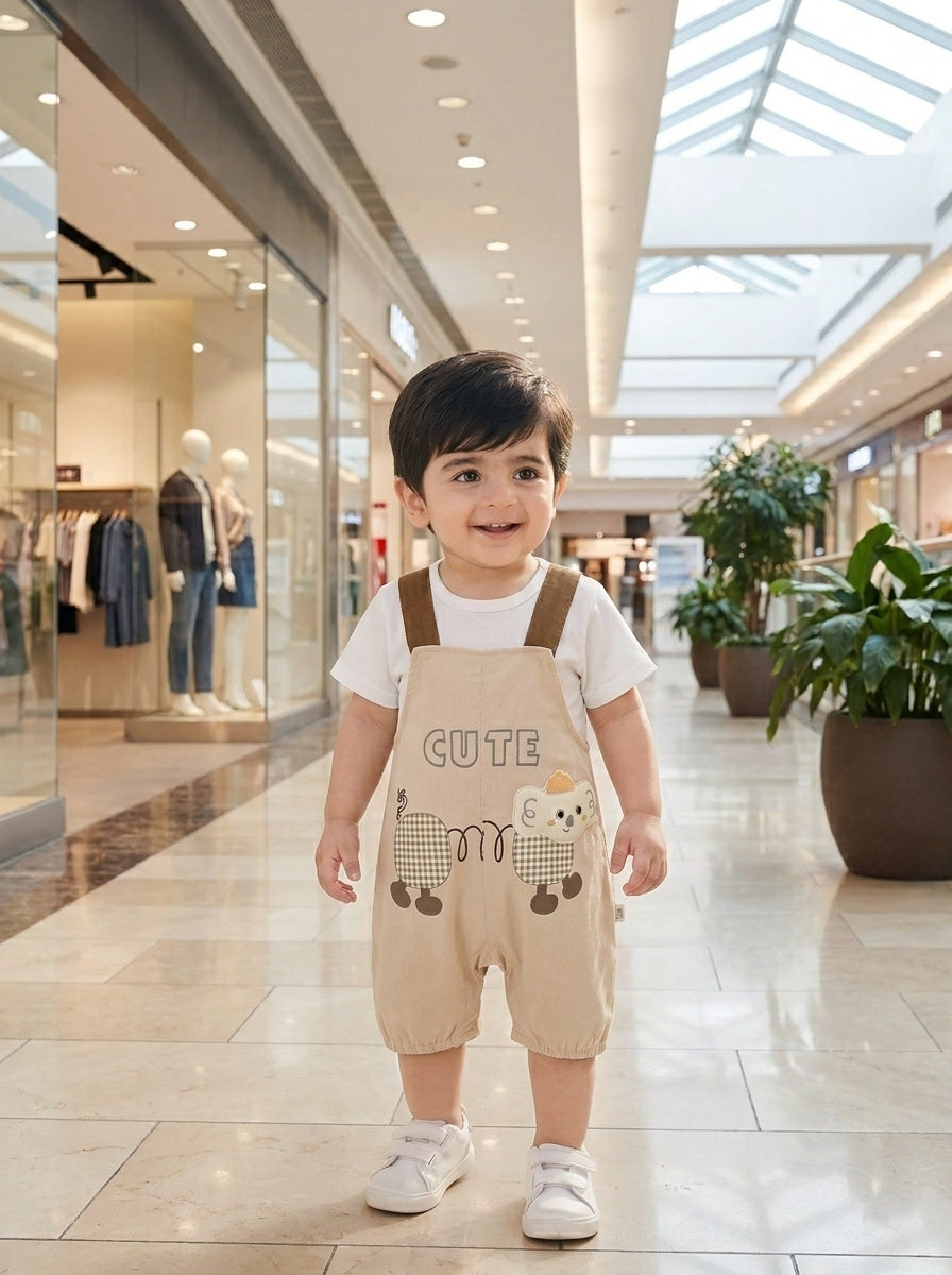 Yibeiwa Cute 2-Piece Dungaree Shorts Set