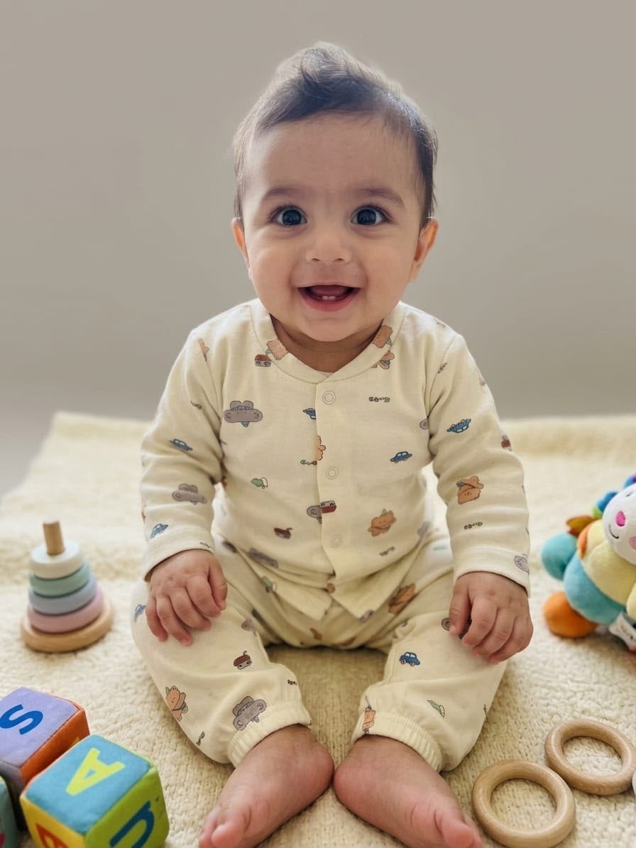 Bear & Car Printed Baby 2-Piece Pajama Set
