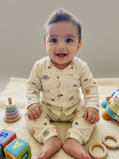 Bear & Car Printed Baby 2-Piece Pajama Set