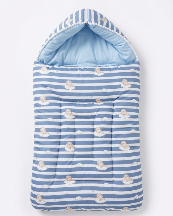 Blue Cuddle Sleeping Baby Printed Carry Nest