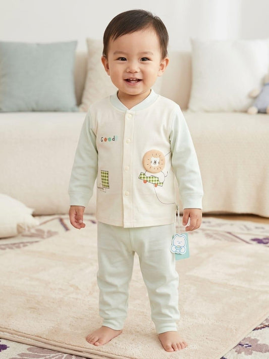 Cozy Mint Lion Baby 2-Piece Thermal Set