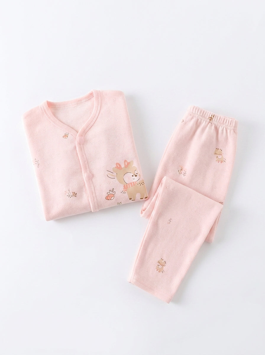 Yibeiwa Deer 2-Piece Premium Soft Cotton Full Sleeve Pajama Set