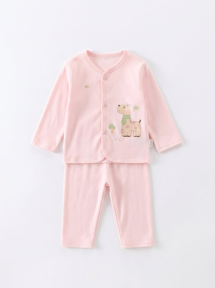 Yibeiwa Giraffe 2-Piece Premium Soft Cotton Full Sleeve Pajama Set