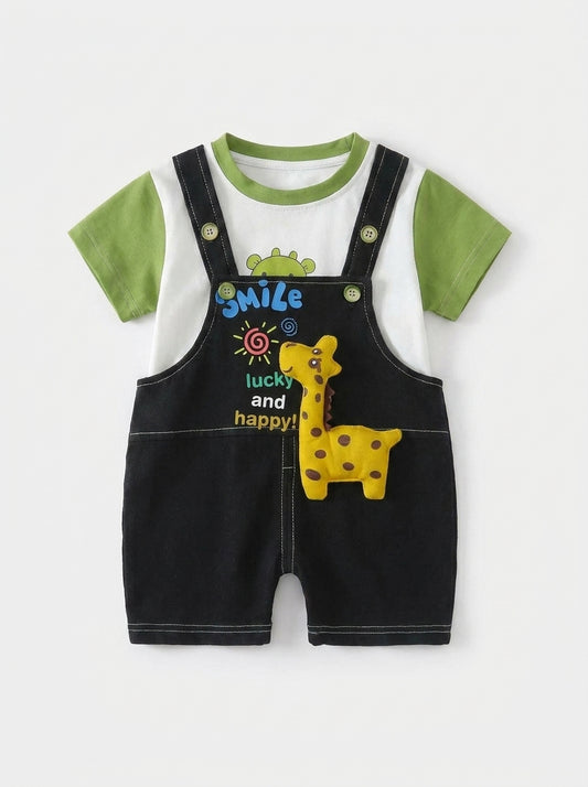 Giraffe Baby Boy Dungaree Set
