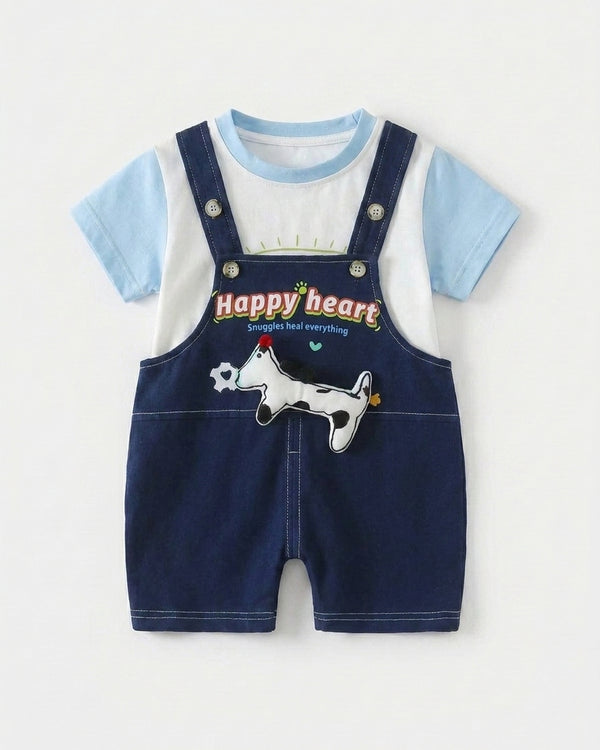 Snoopy Day 2-Piece Premium Denim Dungaree Shorts Set