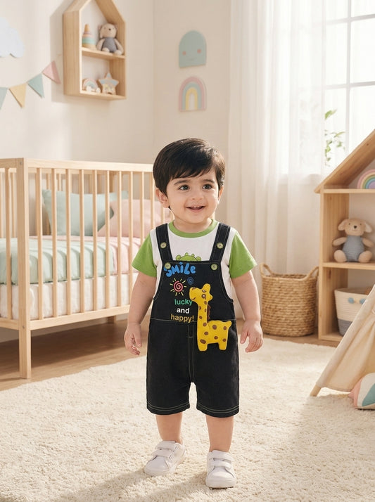 Giraffe Baby Boy Dungaree Set